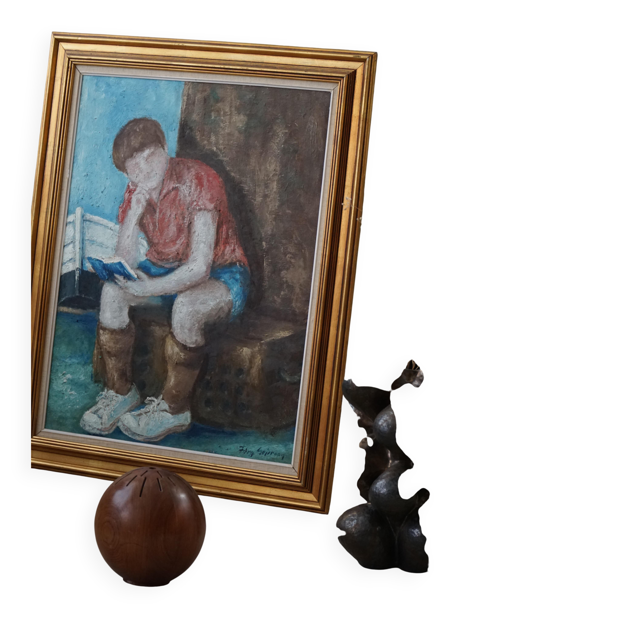 Oil painting by Jørgen Sejersen, Mid-century Modernism, 1960s