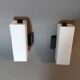 Pair of modernist sconces in black metal and white opaline vintage