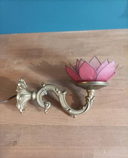 Wall lamp Lotus flower petal mother-of-pearl bronze base
