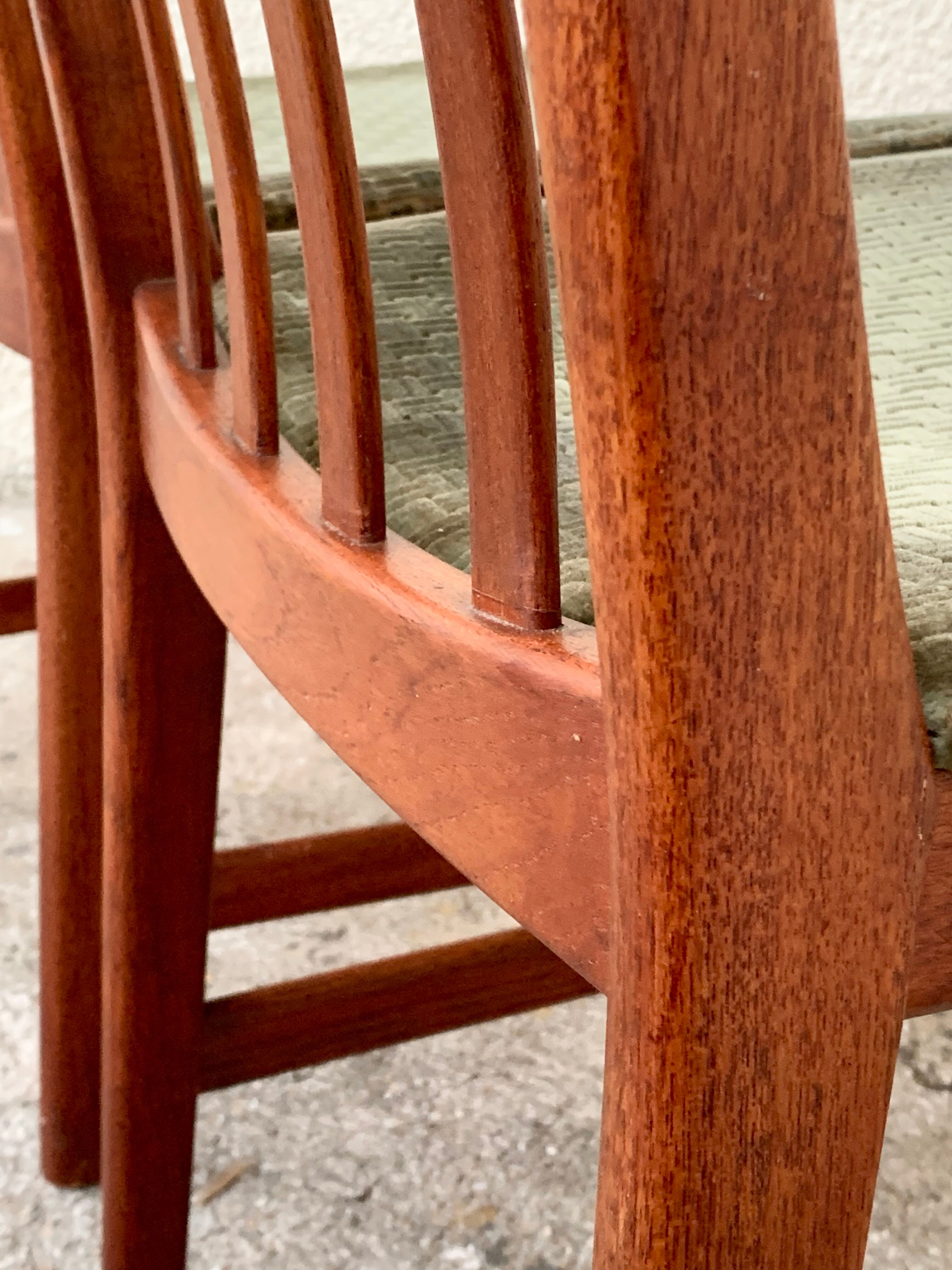Pair of Scandinavian teak and velvet chairs 1960