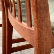 Pair of Scandinavian teak and velvet chairs from the 1960s.