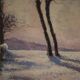 Peinture de paysage enneigé italien signée et datée de 1932.
