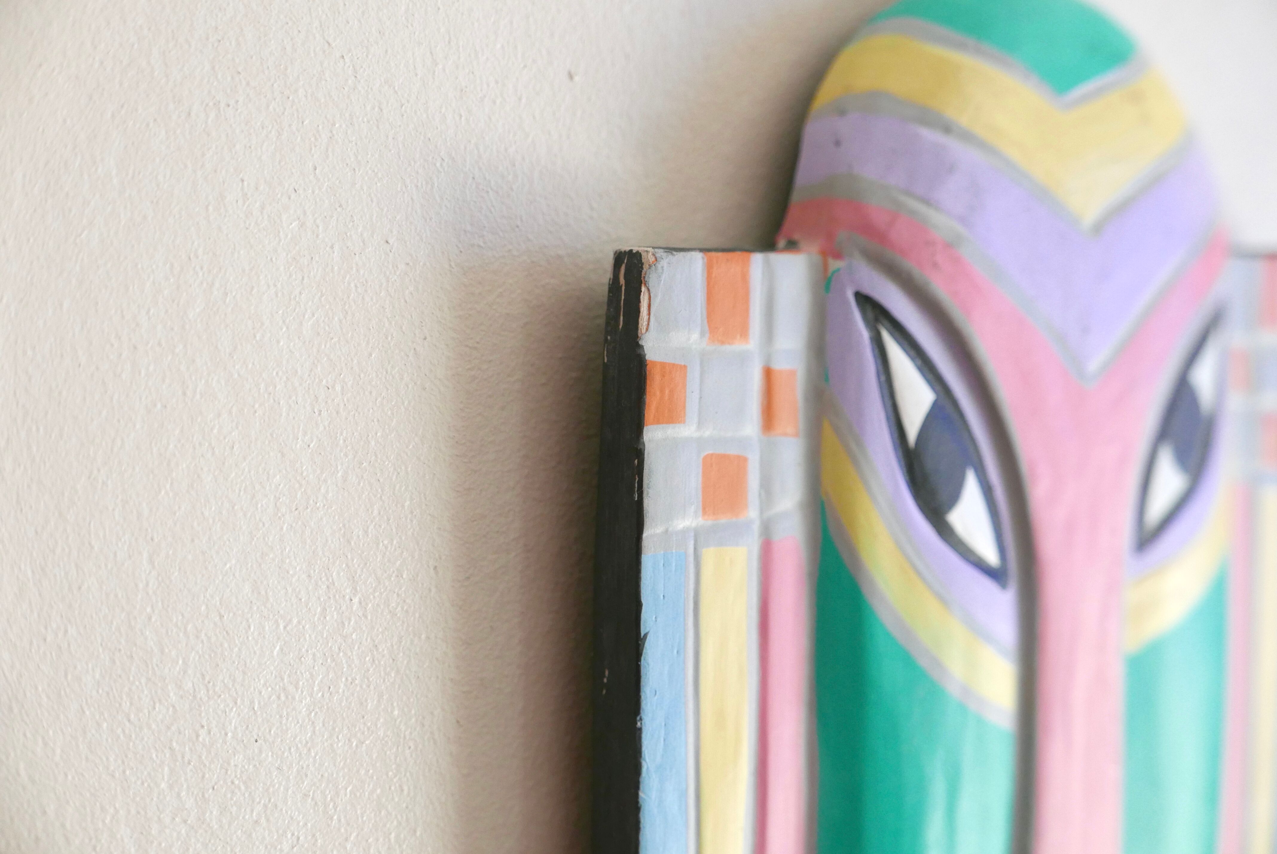 Wooden ethnic wall mask, 80s