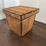 Mid-Century Rattan and Metal Storage Box by Rohe Noordwolde, 1950s