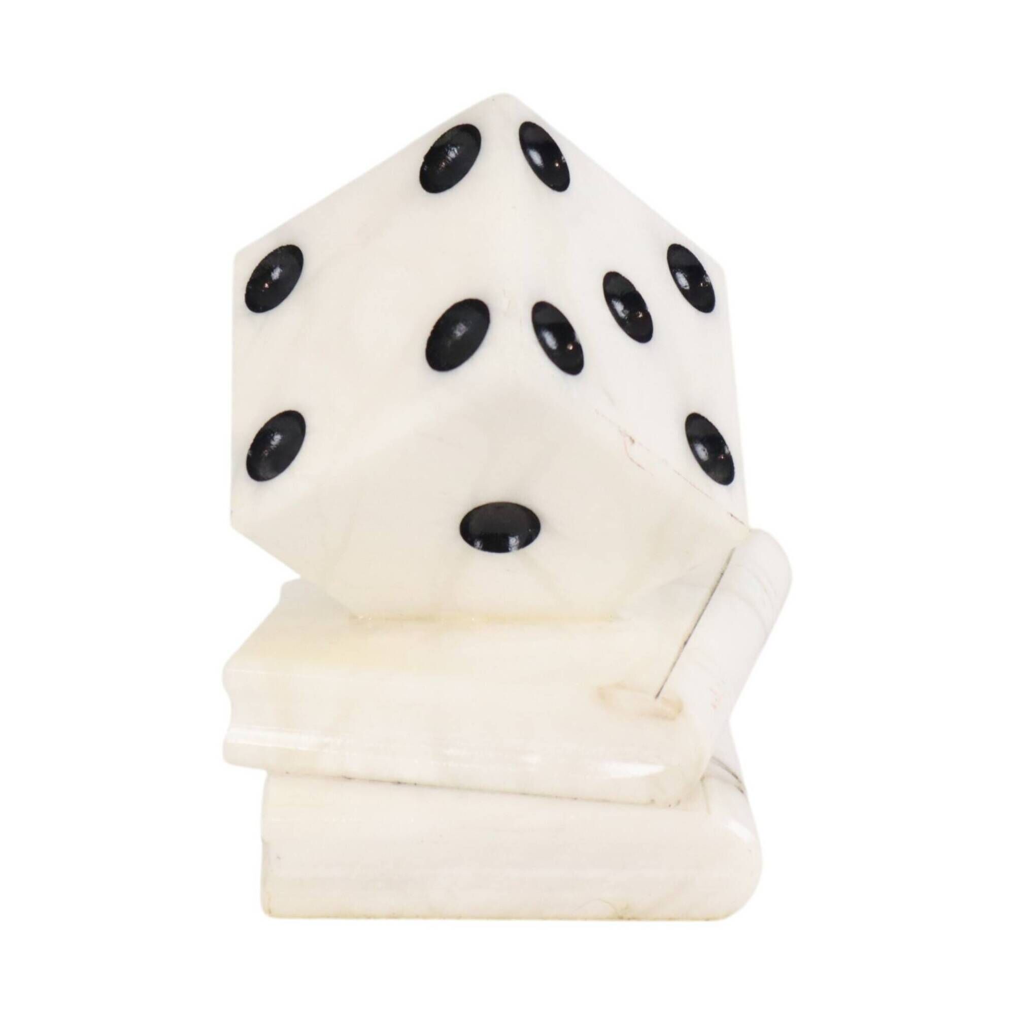 Vintage Alabaster Dice Paperweight Figurine 15cm