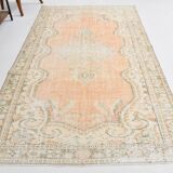 6x9 Peach Orange Antique Vintage Rug 175x293Cm SK 21471