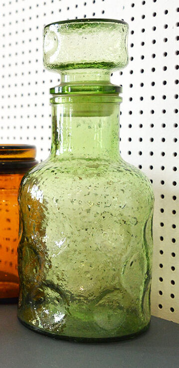Green glass carafe