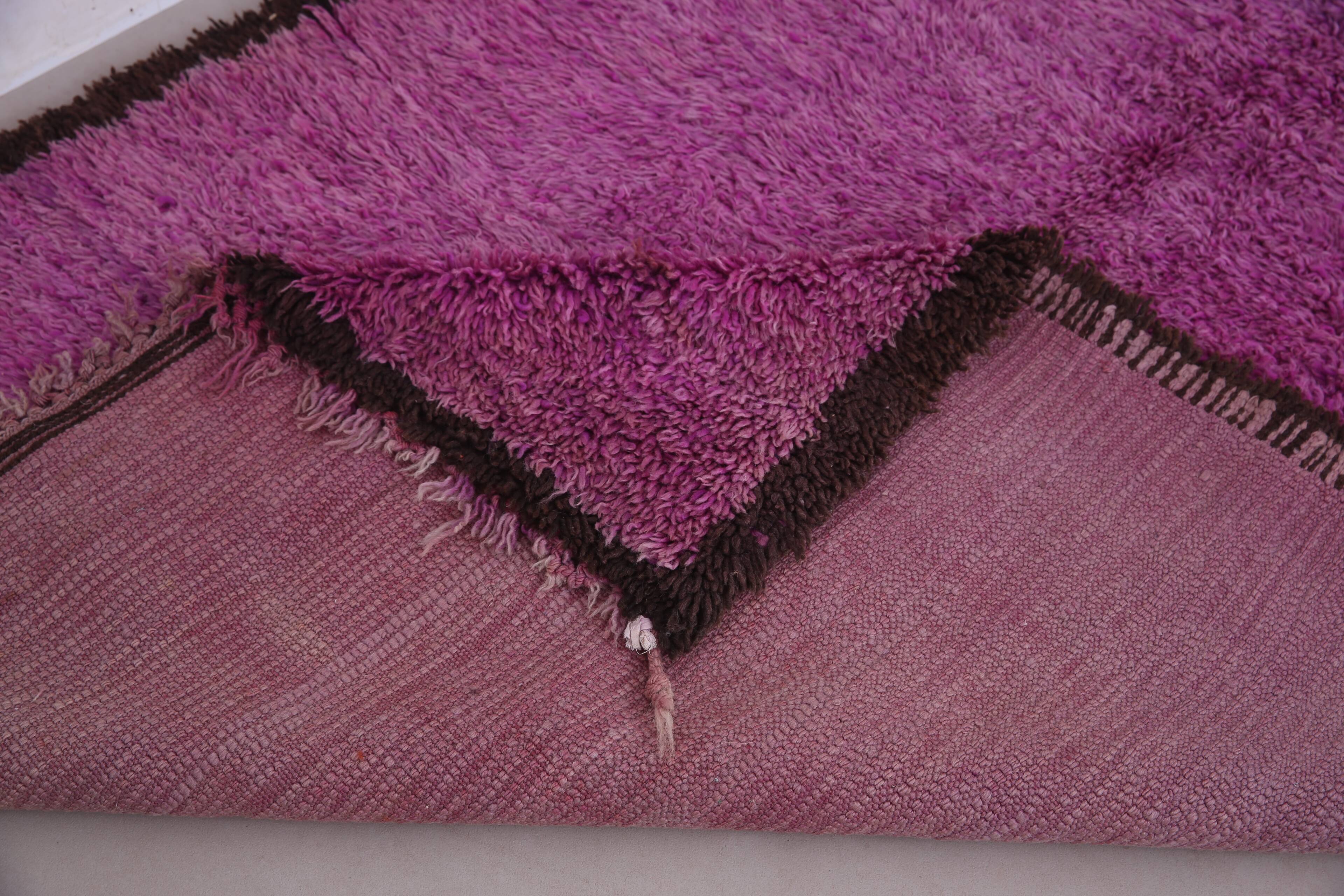 Vintage purple moroccan rug 134x272 cm - Berber rug - Wool rug handmade