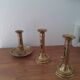 Set of 3 old candle holders with pushers