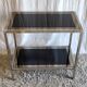 Chrome/gold metal and black/gold glass console - 70s/80s