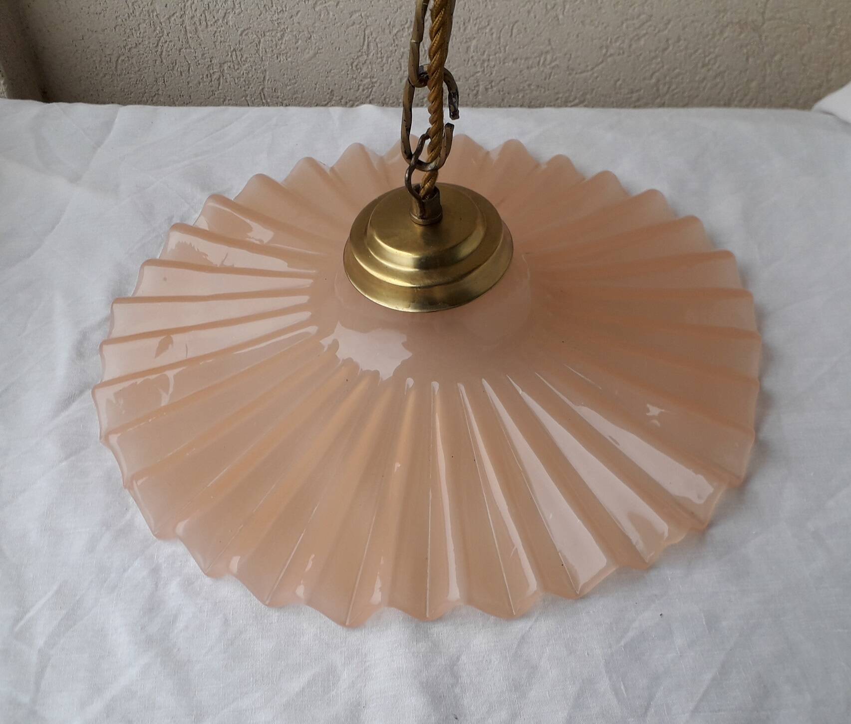Pink glass pendant light