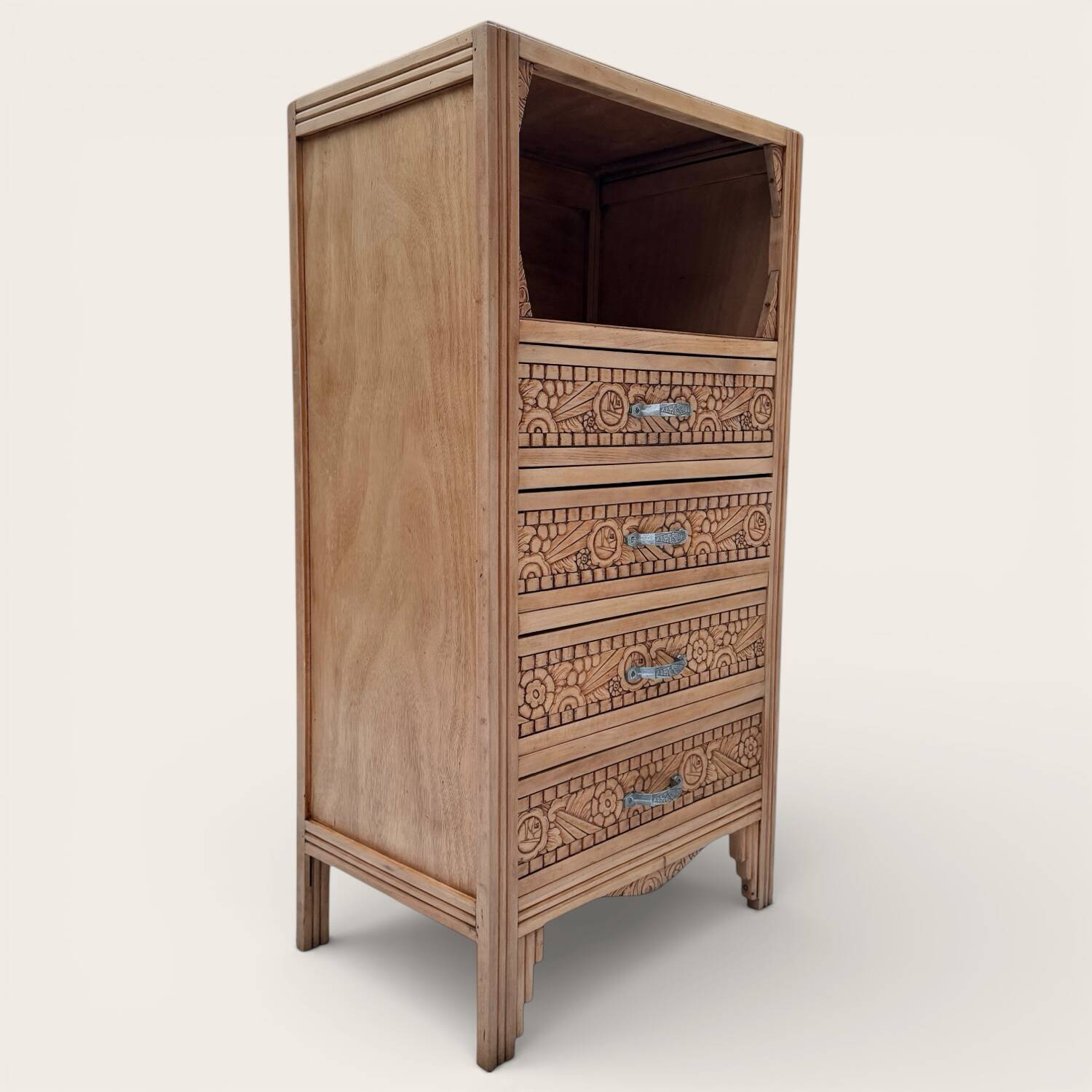 Commode haute art déco bois brut 1930