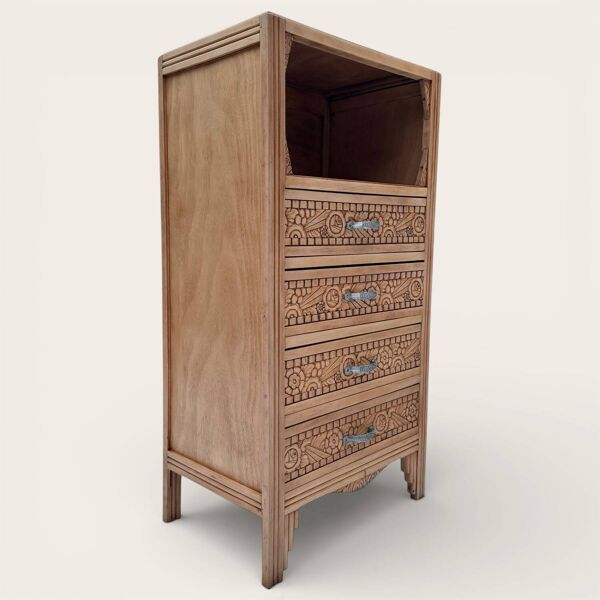 Commode haute art déco bois brut 1930