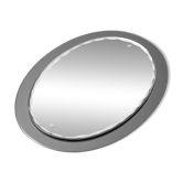 Vintage oval mirror with bevelled edge and smoked border, 1960s modernism
