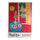 Original poster exhibition henri matisse, red interior, still life on blue table, 1947-1985
