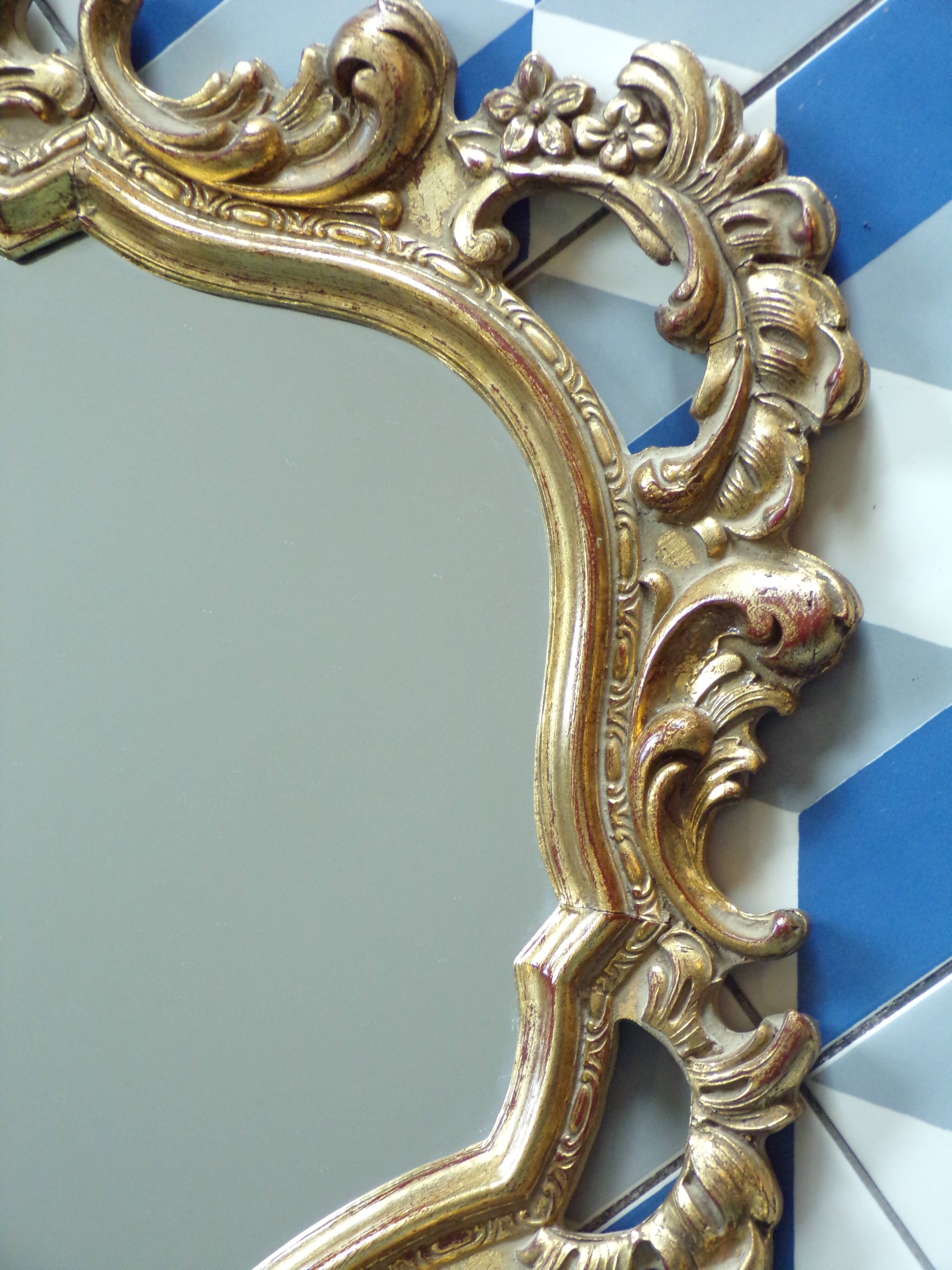 Louis XV style gilded wood mirror 45x80cm