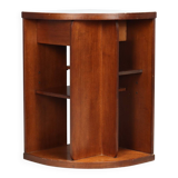 Small vintage cabinet in wood and white glass, Italian design, 1960s-1970s, original