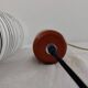 Suspension cylindrique en opaline zébré verre et teck vernis