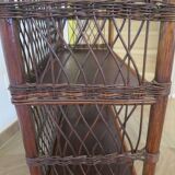Bookcase - Bibus - 3 levels - woven rattan - bamboo - Vintage - 70s