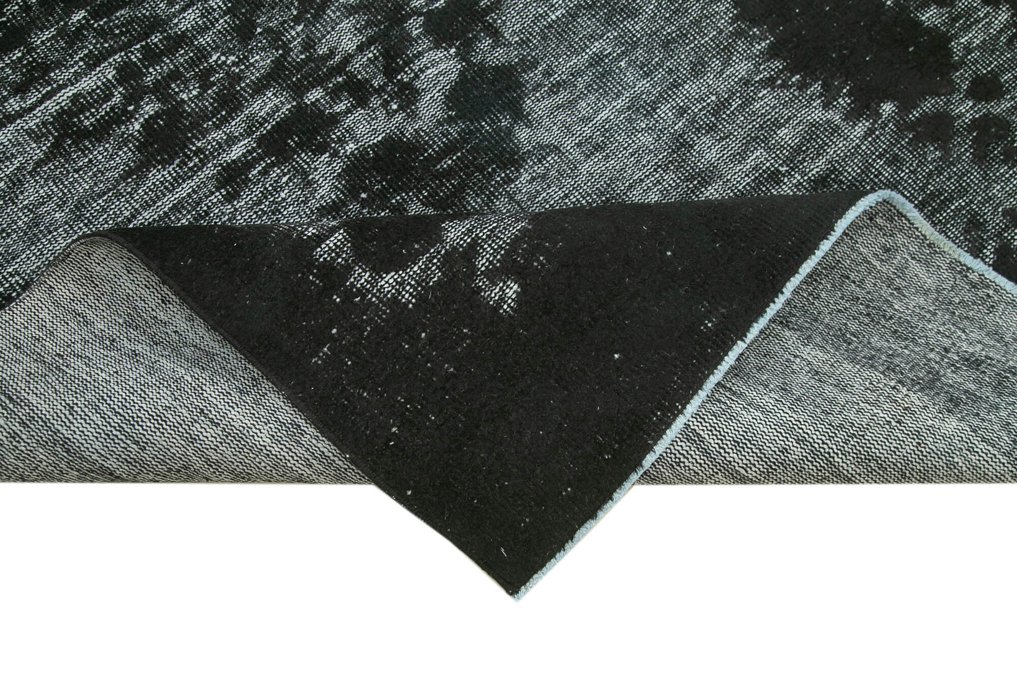 Hand-knotted antique turkish 1970s 151 cm x 282 cm black carpet