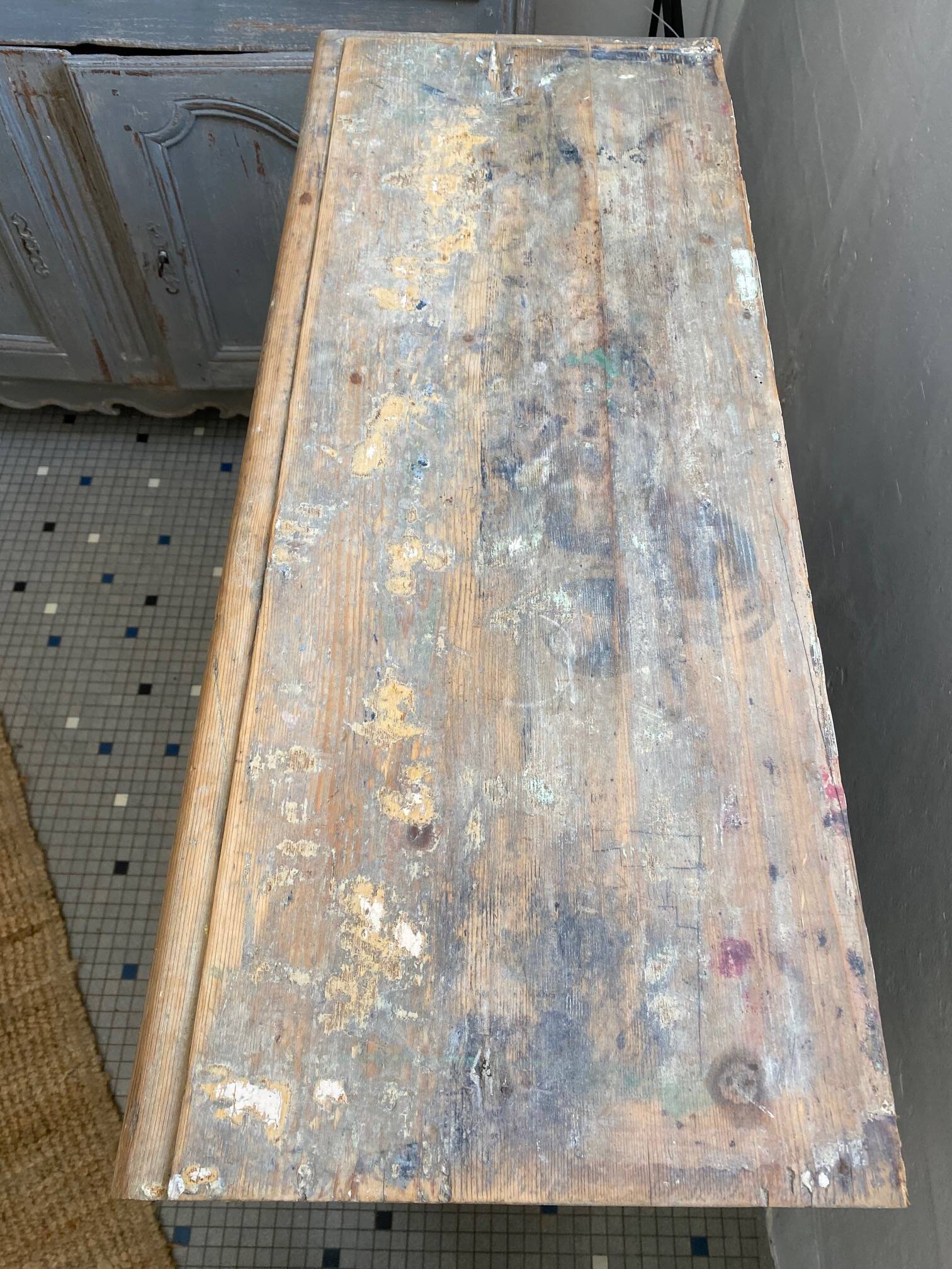 One-door stripped pine sideboard