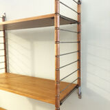 Vintage wall shelf, wood and brass, 1960