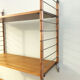 Vintage wall shelf, wood and brass, 1960