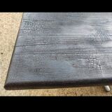 Table basse en chêne Shou Sugi Ban et piètement en étoile en aluminium