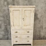 Antique French white flea market cabinet with drawers 83x148 cm
