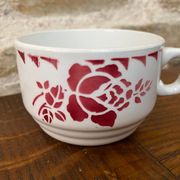 Tasse Café Mars décor rose bordeaux et liséré triangles bordeaux