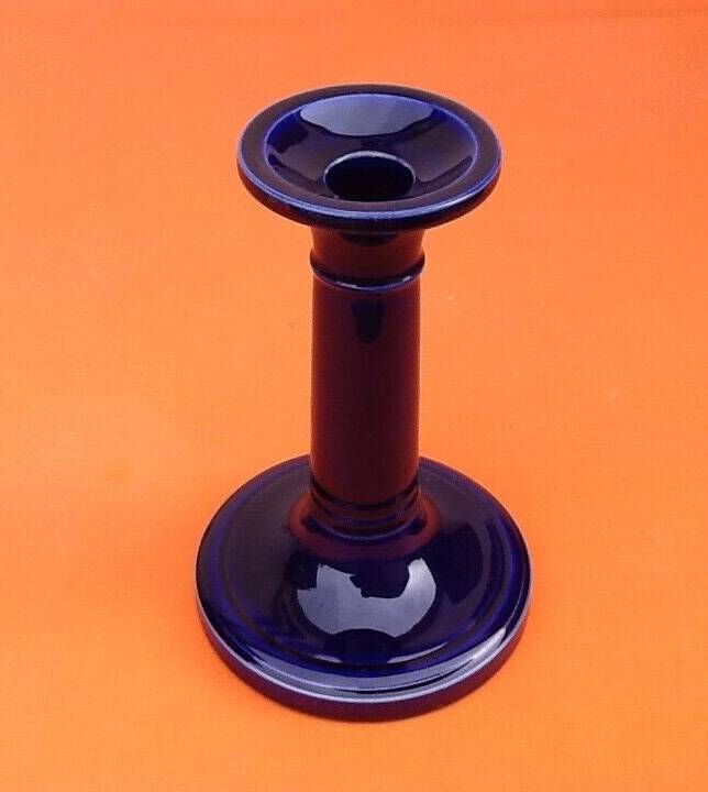 1920s Spool Candle Holder Kiln Blue Ceramic