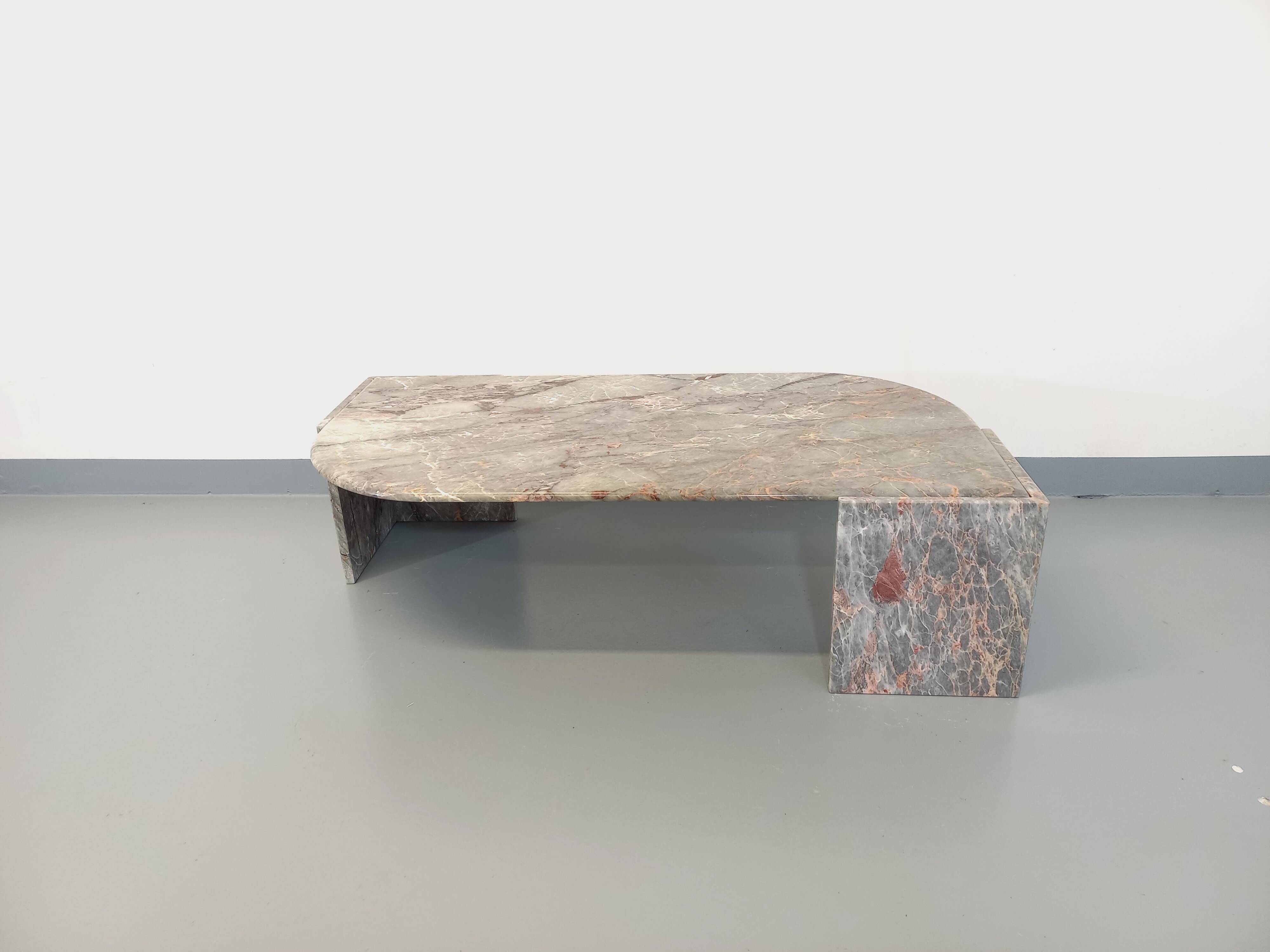 Vintage gray marble coffee table from the 70s