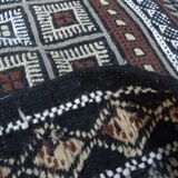 Vintage Berber Carpet Black and Beige Authentic Design Chic Ethnic Style
