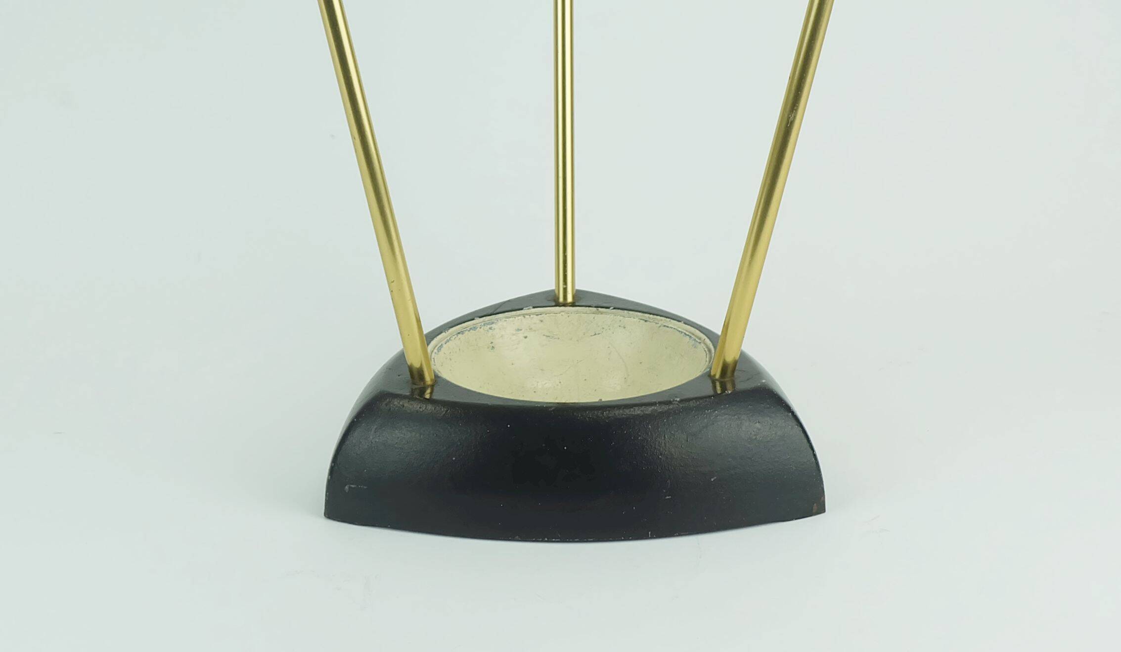 Vintage 1950s umbrella stand cast iron and brass streamline design