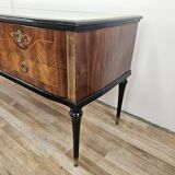 1960s bedroom dresser with six drawers and glass top