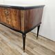 Commode 6 tiroirs en bois, laiton et verre, années 60