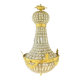 Large Montgolfiere chandelier in gilded bronze and faceted glass pendants