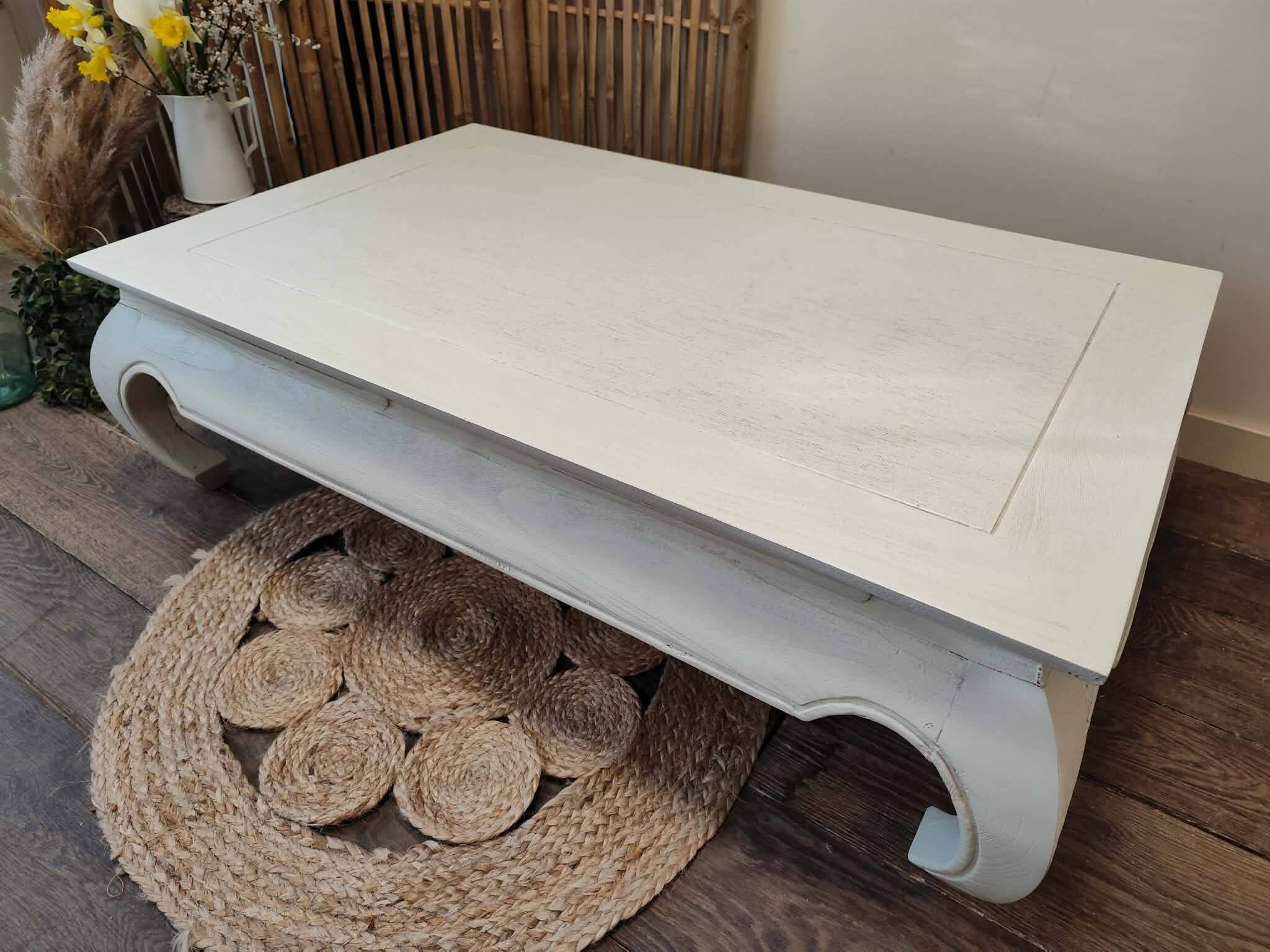 Low table in exotic wood with its safety glass