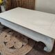 Low table in exotic wood with its safety glass