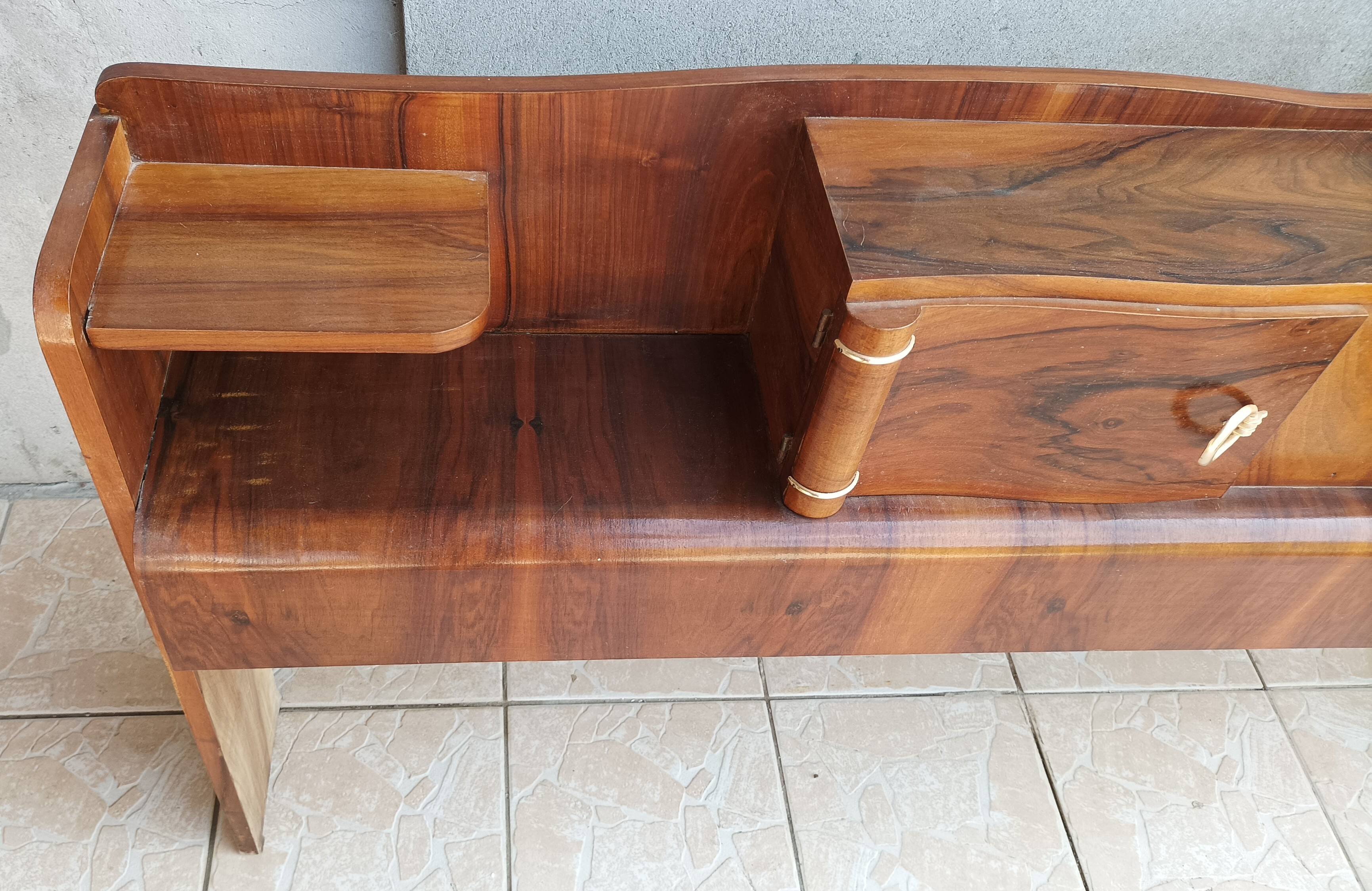 Cozy Art Deco headboard in burr walnut