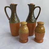 Vintage wooden and ceramic condiment set
