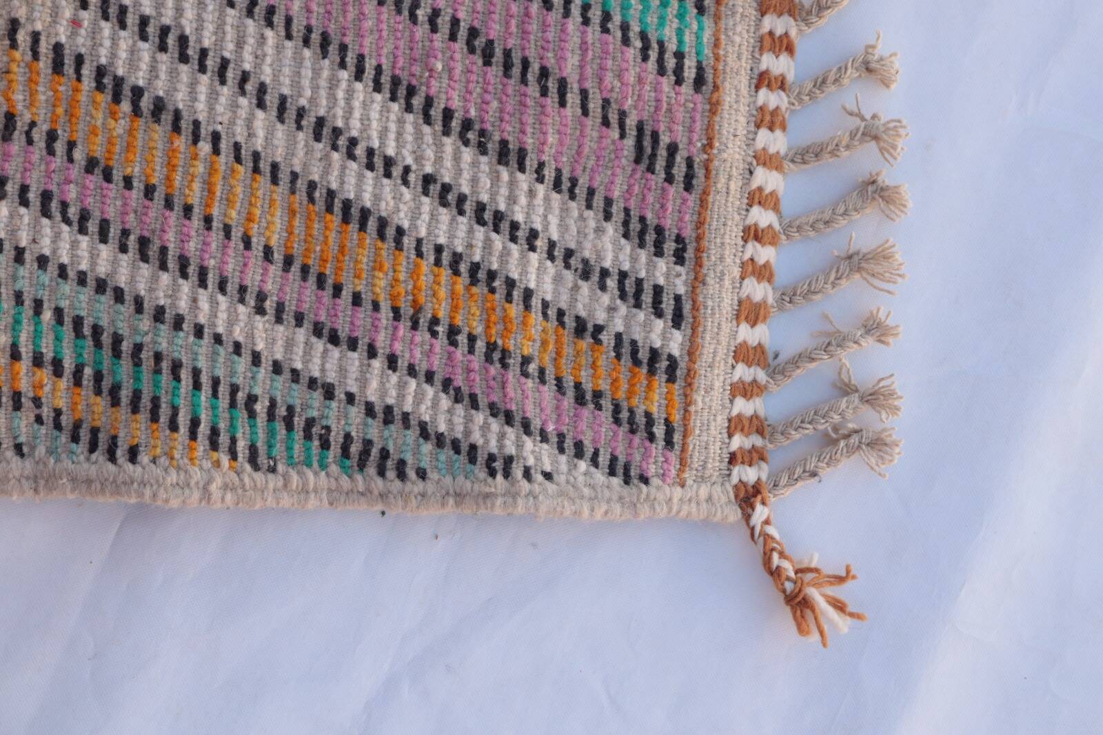 Abstract and Colourful Beni Ouarain Rug, Handmade in Wool, 300x200cm