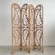 Vintage Four-part Rattan Peacock Screen, Room Divider, 1950s