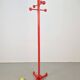 Postmodern Red Stained Beech Coat Rack with Balls, Italy, 1970s