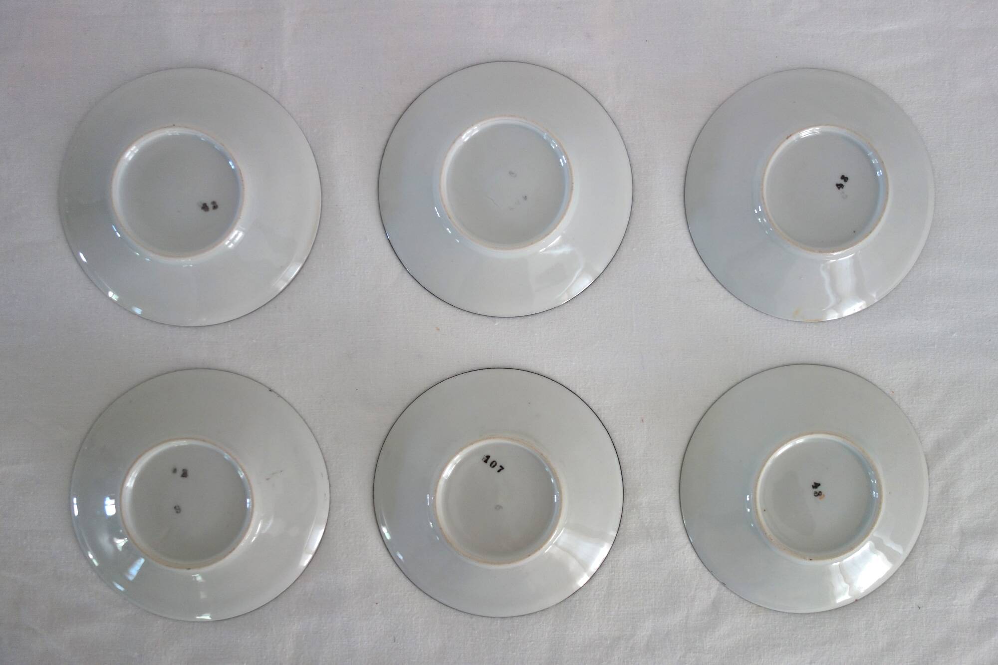 6 60s striped iridescent porcelain coffee cups