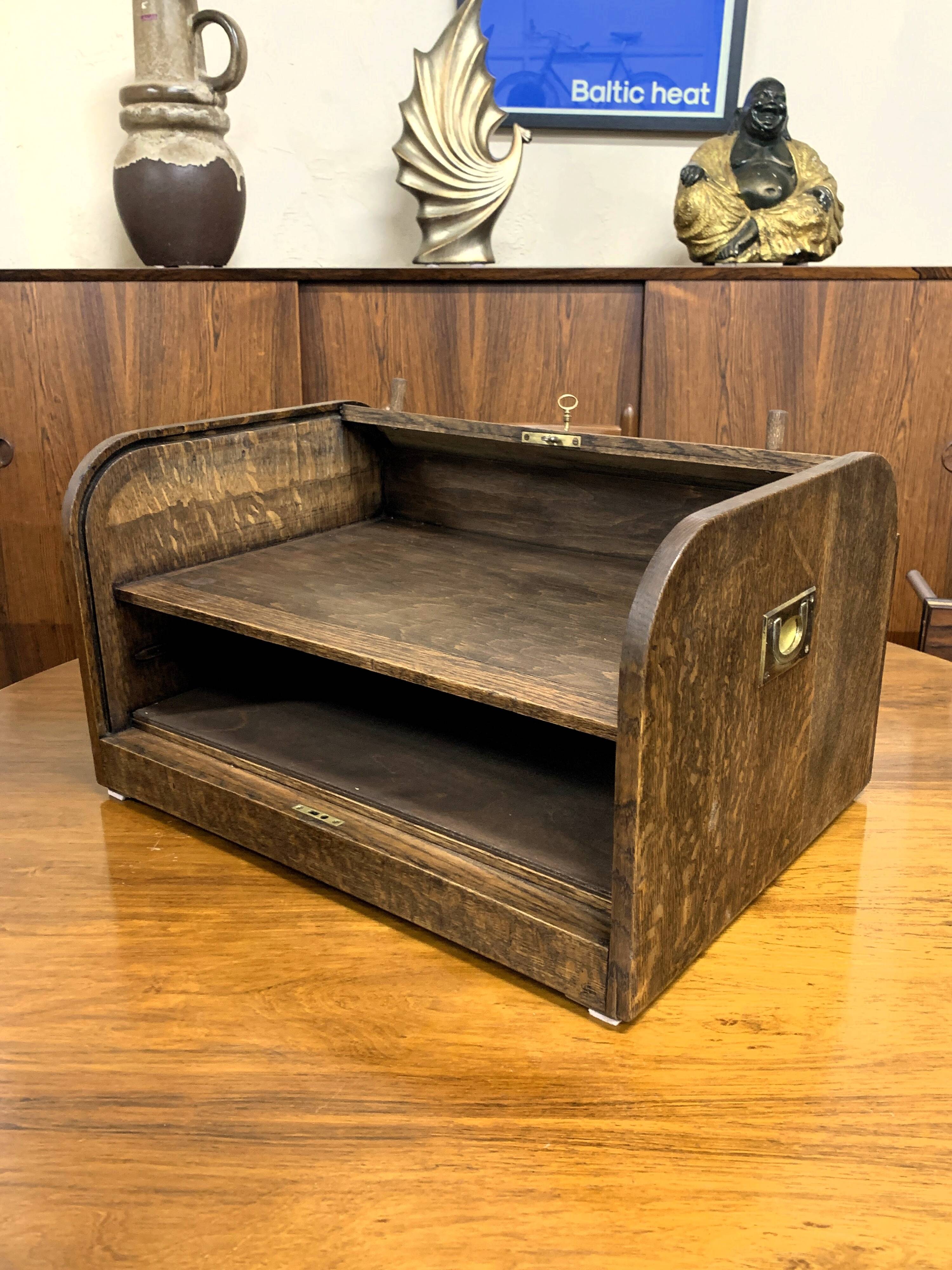 LARGE OAK ORGANIZER, VINTAGE