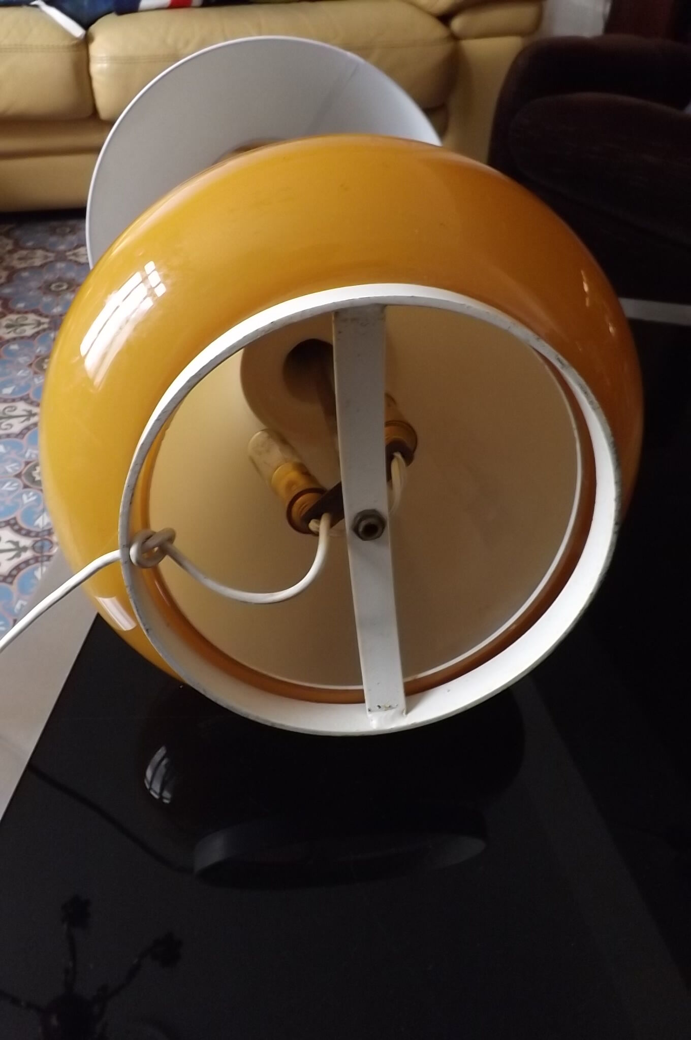 Orange 1960-70 vintage opaline drop lamp
