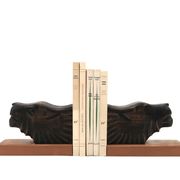 Serre-livres Art Deco en bois têtes de félins