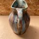 Antique art nouveau vintage blue brown flamed stoneware pitcher