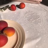 Nappe ancienne en damassée coton teintée en rose thé